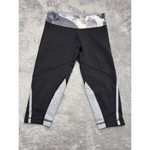 Lululemon Run For It Crop Leggings Women's 4 Black Grey Snug Fit Running Medium